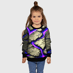 Свитшот детский Треснувший камень фиолетовый, цвет: 3D-черный — фото 2