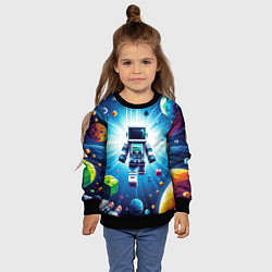 Свитшот детский Minecraft - an astronaut in outer space, цвет: 3D-черный — фото 2