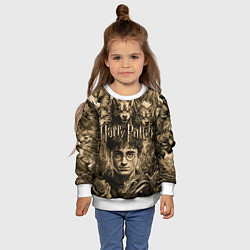 Свитшот детский Гарри Поттер и волшебные существа в стиле тату, цвет: 3D-белый — фото 2