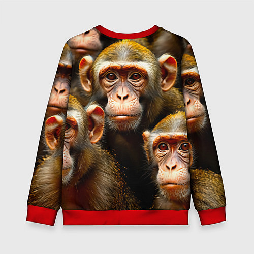 Детский свитшот Макаки / 3D-Красный – фото 2