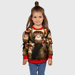 Свитшот детский Макаки, цвет: 3D-красный — фото 2