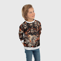 Свитшот детский Логотип король и шут на фоне мифических животных, цвет: 3D-белый — фото 2