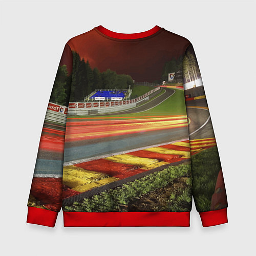 Детский свитшот Chevrolet Corvette на гоночной трассе / 3D-Красный – фото 2