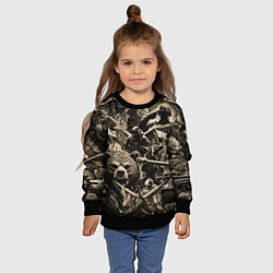 Свитшот детский Медведь на фоне десантников танков и самолетов, цвет: 3D-черный — фото 2