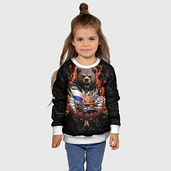 Свитшот детский Танк на фоне русского медведя и флага, цвет: 3D-белый — фото 2