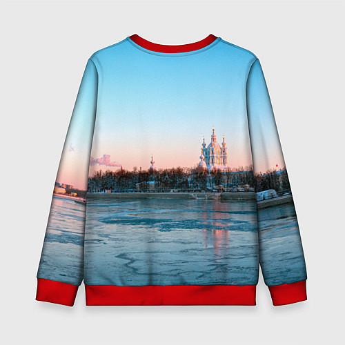 Детский свитшот Смольный собор в Санкт-Петербурге / 3D-Красный – фото 2
