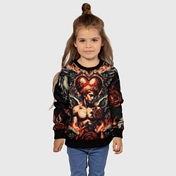 Свитшот детский Ангел на фоне сердца в стиле татуировки, цвет: 3D-черный — фото 2