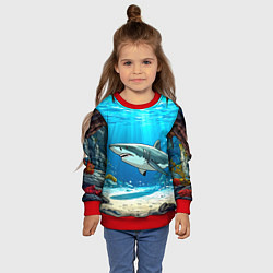 Свитшот детский Акула в океане, цвет: 3D-красный — фото 2