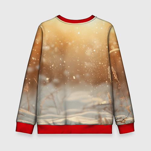 Детский свитшот Лисица в снежном лесу / 3D-Красный – фото 2