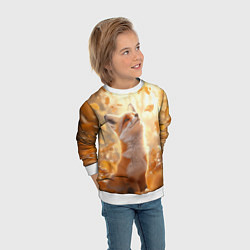 Свитшот детский Рыжая лисица в осеннем лесу, цвет: 3D-белый — фото 2