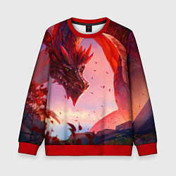 Свитшот детский Дракон красный мифический, цвет: 3D-красный