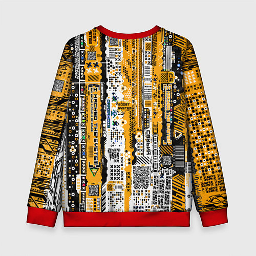 Детский свитшот Cyberpunk pattern yellow / 3D-Красный – фото 2