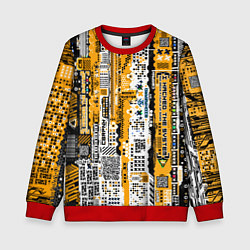 Свитшот детский Cyberpunk pattern yellow, цвет: 3D-красный