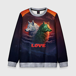 Свитшот детский Любовь - волк и волчица, цвет: 3D-меланж