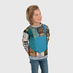 Свитшот детский Абстрактный ретро коллаж, цвет: 3D-меланж — фото 2