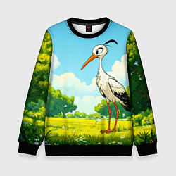 Свитшот детский Аист в лесу, цвет: 3D-черный
