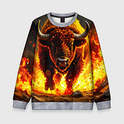 Свитшот детский Буйвол в огне, цвет: 3D-меланж