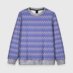 Свитшот детский Нежный сине-сиреневый волнистые полосы, цвет: 3D-меланж