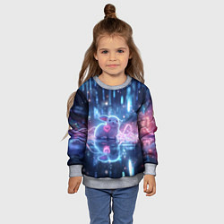 Свитшот детский Белый зайчик с сердцем, цвет: 3D-меланж — фото 2