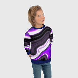 Свитшот детский Волнистые горизонтальные чёрно-фиолетовые полосы н, цвет: 3D-синий — фото 2