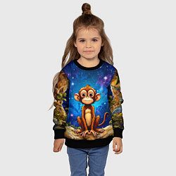 Свитшот детский Обезьянка в звездную ночь, цвет: 3D-черный — фото 2