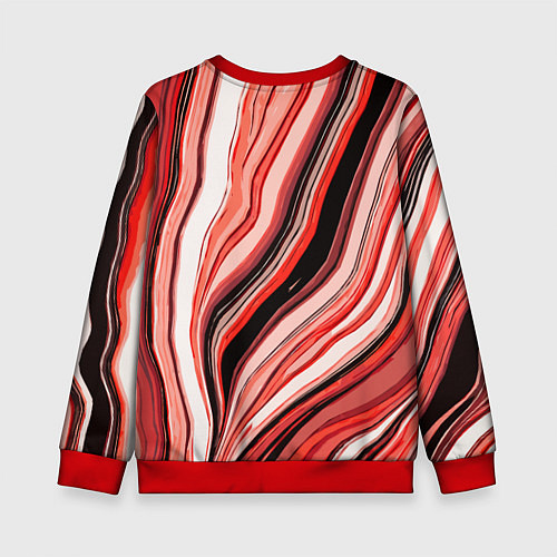 Детский свитшот Волнистые вертикальные чёрно-красные полосы / 3D-Красный – фото 2