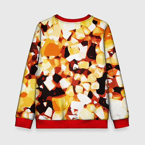 Детский свитшот Жёлто-белая абстракция на чёрном фоне / 3D-Красный – фото 2