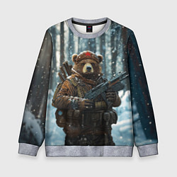 Свитшот детский Русский медведь с автоматом, цвет: 3D-меланж