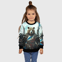 Свитшот детский Медведь русский воин, цвет: 3D-черный — фото 2