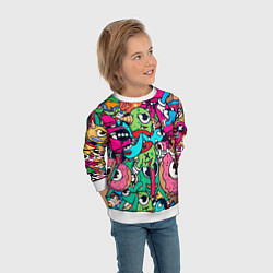 Свитшот детский Color doodle monsters, цвет: 3D-белый — фото 2