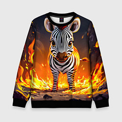 Свитшот детский Зебренок в огне, цвет: 3D-черный
