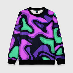 Свитшот детский Разноцветный эмоциональный камуфлляж, цвет: 3D-черный