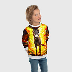 Свитшот детский Ослик в огне, цвет: 3D-белый — фото 2