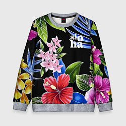 Свитшот детский Tropical flowers - aloha, цвет: 3D-меланж