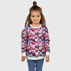 Свитшот детский Карамельные сердечки, цвет: 3D-белый — фото 2