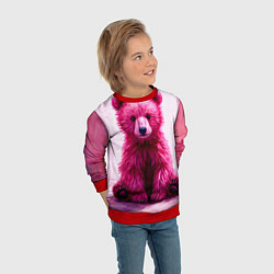 Свитшот детский Розовый медведь, цвет: 3D-красный — фото 2