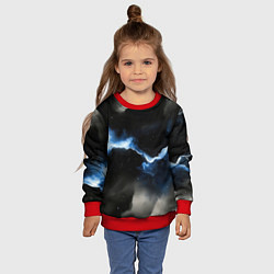 Свитшот детский Синий разлом на черной плите текстура, цвет: 3D-красный — фото 2