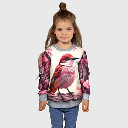 Свитшот детский Кукушка в розовых цветах, цвет: 3D-меланж — фото 2