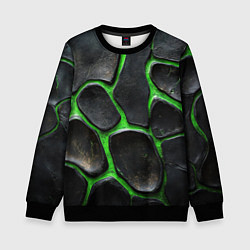 Свитшот детский Черная потертая текстура на зеленом фоне, цвет: 3D-черный