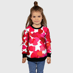 Свитшот детский Сердца россыпь, цвет: 3D-черный — фото 2