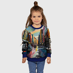 Свитшот детский Улица в стиле экспрессионизм, цвет: 3D-синий — фото 2