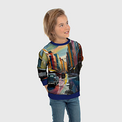 Свитшот детский Улица в стиле экспрессионизм, цвет: 3D-синий — фото 2