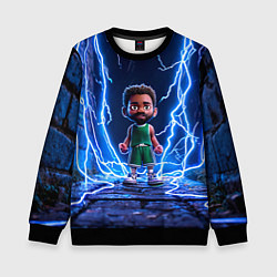 Свитшот детский Браун Джейлен в разрядах молний, цвет: 3D-черный