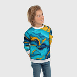 Свитшот детский Синяя абстракция с золотым, цвет: 3D-белый — фото 2