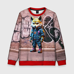 Свитшот детский Уличный лисёнок на своём районе, цвет: 3D-красный