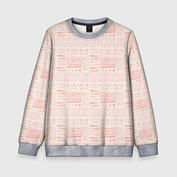 Свитшот детский Узор в этническом стиле розово-бежевый, цвет: 3D-меланж