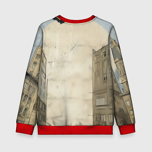 Детский свитшот Бэтмен летит между домами / 3D-Красный – фото 2