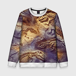 Свитшот детский Окаменелые динозавры, подарок для палеонтолога, цвет: 3D-белый