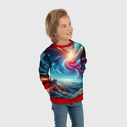 Свитшот детский Fantastic neon space landscape - ai art fantasy, цвет: 3D-красный — фото 2