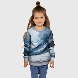 Свитшот детский Зимний горный пейзаж маслом, цвет: 3D-меланж — фото 2